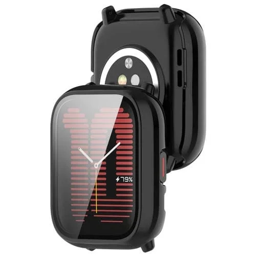 Caja de Reloj PC para Amazfit Aactive con Vidrio Templado Integrado (Negro)