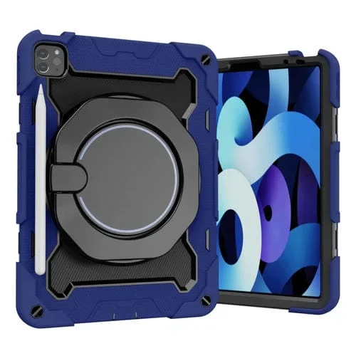 Caja de Tableta Silicona + PC Armadura para iPad Pro 11 2018/2020/2021 Air 2020 10.9 (Azul Marino)