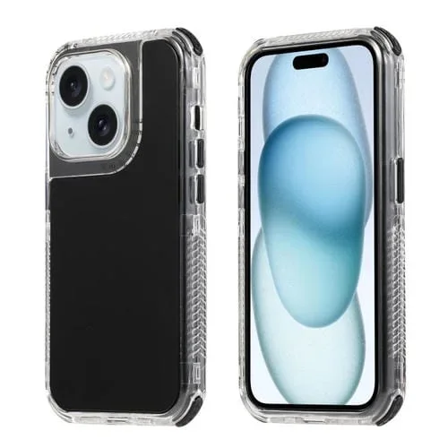 Caja de teléfono 3 en 1 Dreamland para iPhone 15 Plus PC + TPU con marco Transparente (Negro)
