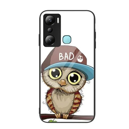 Caja de Teléfono de Vidrio Pintado para Infinix Hot 20I (Búho)