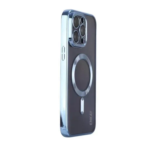 Caja de Teléfono Enkay para iPhone 13 Pro Max TPU a Prueba de Golpes Magsafe Película de Lente (Azul Claro)