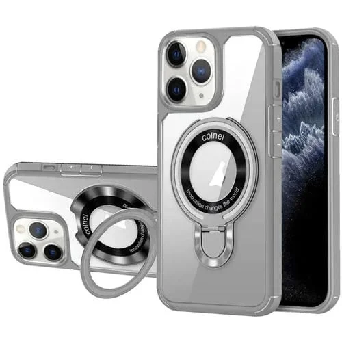 Caja de Teléfono Híbrida Acrílica TPU con Soporte para iPhone 11 Pro Max Magsafe (Gris)