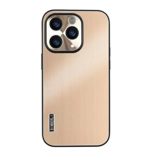 Caja de Teléfono híbrida para iPhone 11 Pro a prueba de golpes cepillada de aleación de aluminio (Dorado)