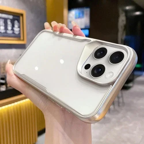 Caja de teléfono híbrida para iPhone 13 Pro con marco de TPU galvanizado (Plateado)