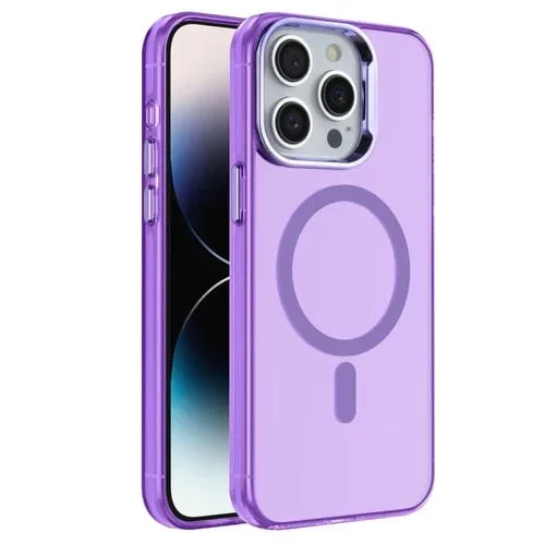 Caja de Teléfono Híbrida para iPhone 14 Pro Max TPU para PC Imd Magsafe Electrochapada (Púrpura)
