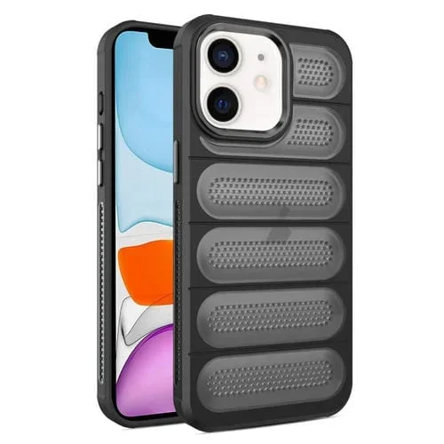 Caja de teléfono para iPhone 11 malla translúcida con armadura de enfriamiento (Negro)