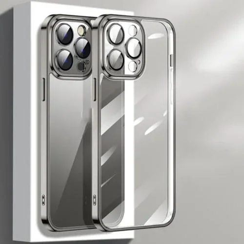 Caja de teléfono para iPhone 12 Pro con Gafas de Vidrio Galvanizado (Negro)