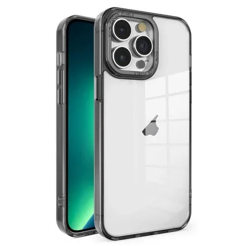 Caja de teléfono para iPhone 13 Pro Max Crystal TPU + PC con marco de Lente galvanizada (Negro)
