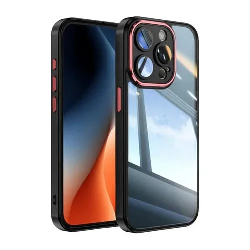 Caja de Teléfono para iPhone 14 Pro a Prueba de Golpes con Armadura de TPU Híbrida Acrílica (Negro Rojo)