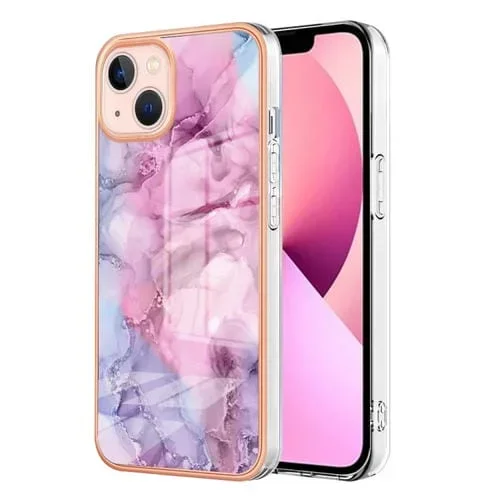 Caja de Teléfono para iPhone 15 Plus Imd Doble Cara Mármol Galvanizado (Rosa 013)