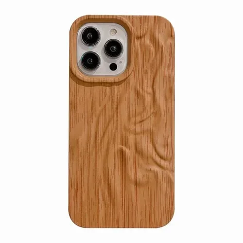 Caja de Teléfono TPU Grano de Madera Plisada para iPhone 13 Pro Max (Amarillo)