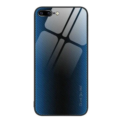 Caja de teléfono TPU vidrio degradado textura para iPhone 8 Plus 7 Plus (Azul)