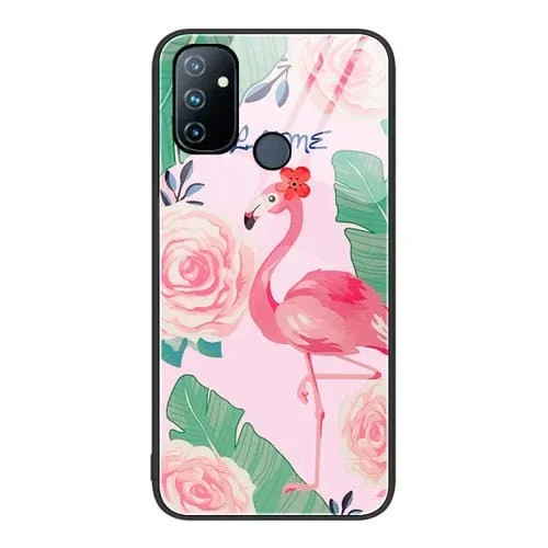 Caja de Vidrio Pintado para OnePlus Nord N100 con Diseño Colorido (Flamingo)