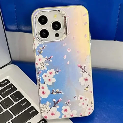 Caja del Teléfono TPU para iPhone 14 Pro Max Galvanoplastia Láser Flor de Ciruelo Ah18