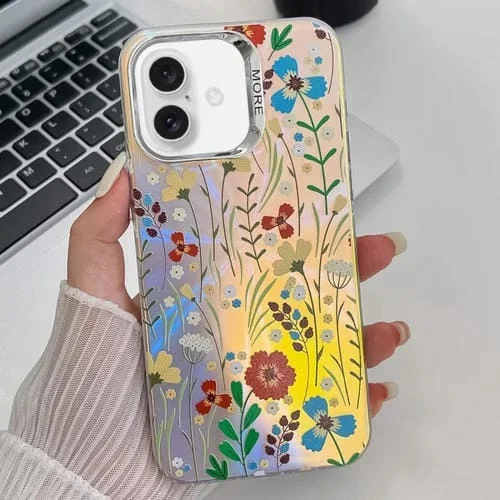 Caja del Teléfono TPU para iPhone 16 con Textura de Flor Láser de Galvanoplastia (Flor Ah6)