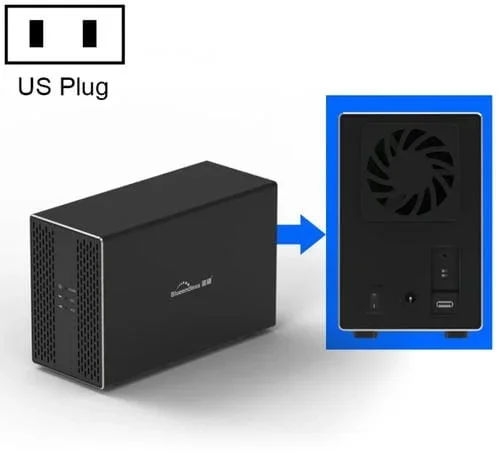 Caja Externa Blueendless Type-C USB-C para HDD Matriz Combinada Raid 2 Bahías 3,5 Pulgadas (Enchufe EE.UU)