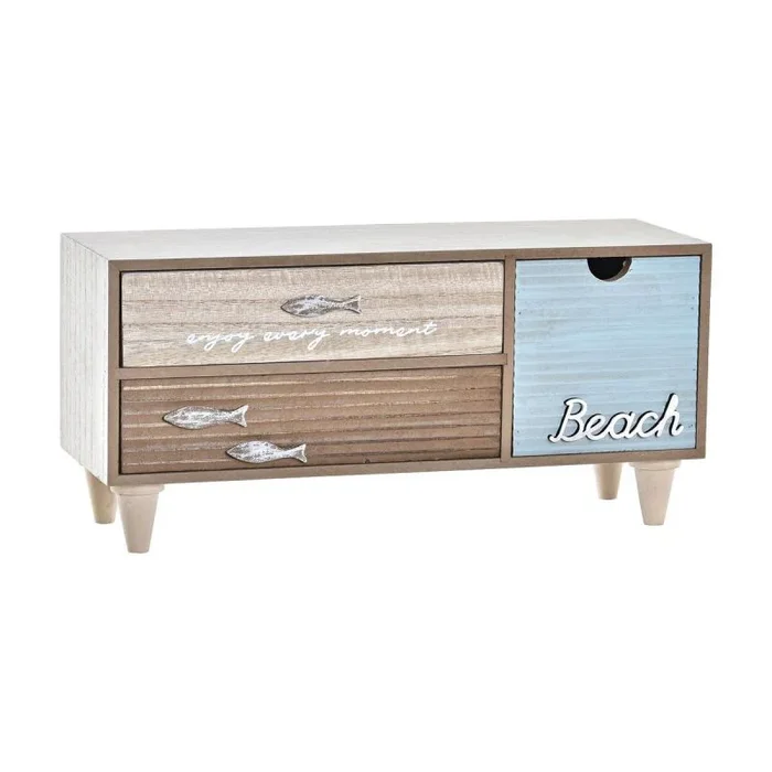 Caja-joyero dkd home decor marrón turquesa madera 34 x 13 x 16 cm