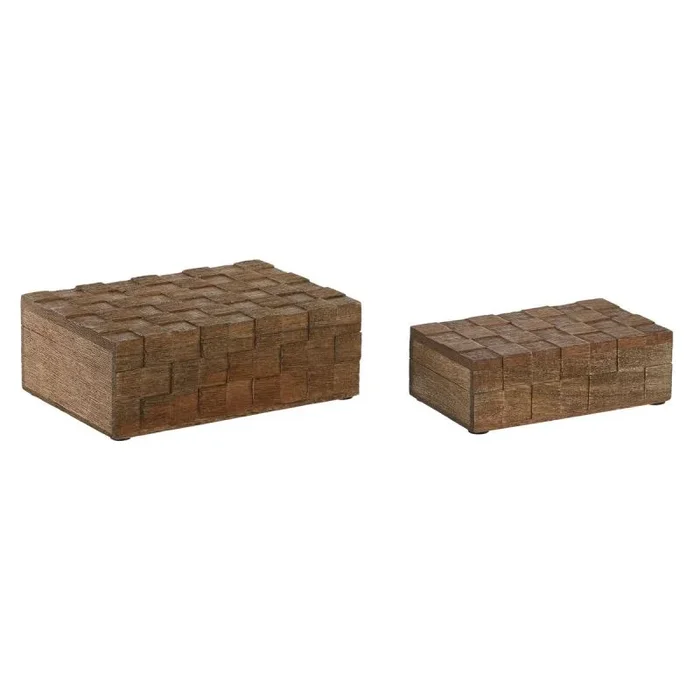 Caja-joyero home esprit natural madera de mango (2 piezas)