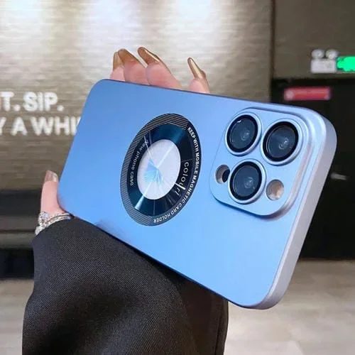 Caja magnética para iPhone 11 Pro Max Galvanoplastia Inyección de Aceite Magsafe (Azul Claro)