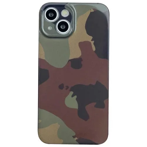 Caja para iPhone 14 PC Camuflaje Patrón Película (Camuflaje Verde)