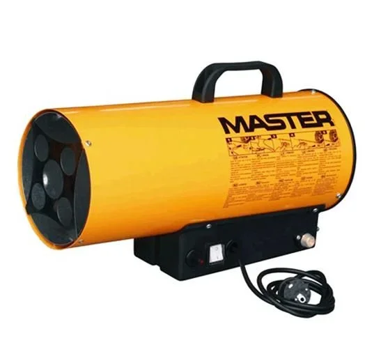Calentador de gas Master BLP 11, ideal para calefacción portátil en obras y espacios ventilados, 10,5 kW, encendido manual, con reductor, tubo de gas y motor protegido