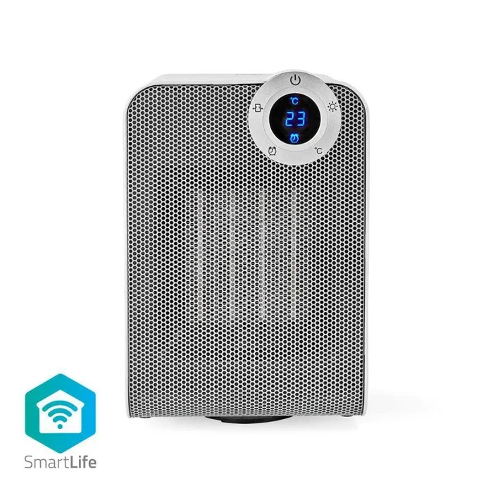 Calentador de ventilador ptc de cerámica smartlife | wi-fi | 1800 w | 3 configuraciones de calor | oscilación | monitor | 15 – 35 °c | android™ / ios | blanco