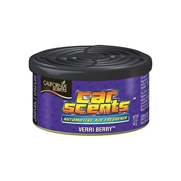 California Scents Ambientador de coche en Lata – Fragancia Duradera de Frutos del Bosque (Hasta 30 Días) – Control de Intensidad de Olor para un Ambiente Fresco y Personalizado en tu Coche, 42g