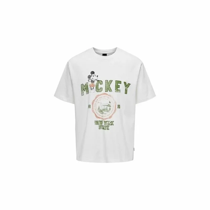 Camiseta de Manga Corta Hombre Only & Sons Mickey Rlx Cloud Dancer Blanco XS