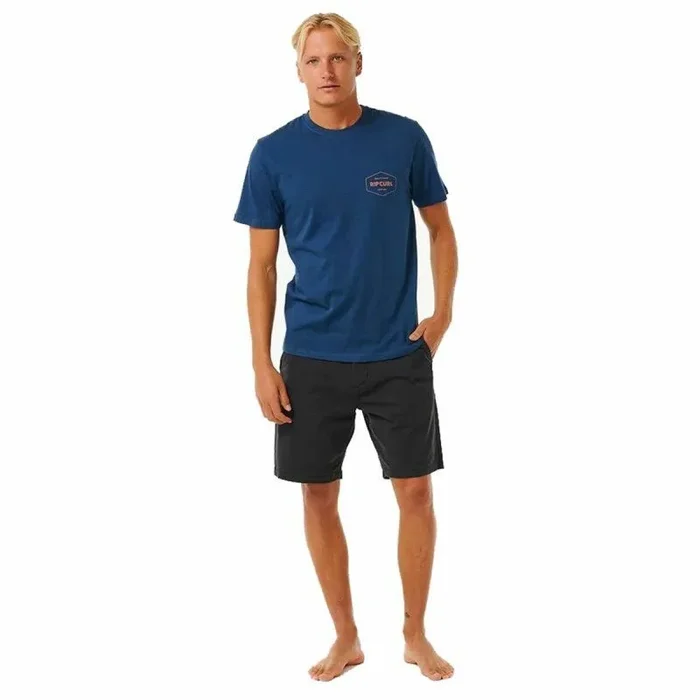 Camiseta de Manga Corta Hombre Rip Curl Stapler Azul S
