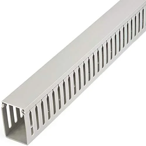 Canaleta para Cableado con Ranura Abierta y Tapa, 50 mm An x 75 mm Al – 2 m Lar – Ranuras de 8 mm, Cubierta de PVC o Conducto de Pared para Cables de Red – Para un Máximo de 180 Cables – UL