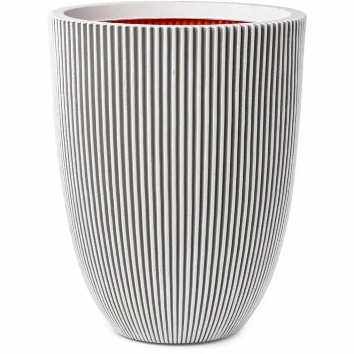 CAPI EUROPE – Jarrón Elegante bajo Groove NL – Marfil – 46×58 – para Uso en Interiores y Exteriores, Maceta Grande