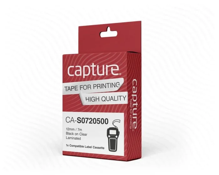 Capture CA-S0720500 cinta para impresora de etiquetas Negro sobre transparente