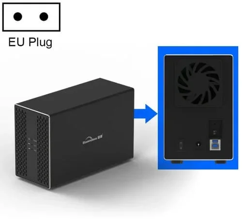 Carcasa Externa Blueendless 3.5 Pulgadas 2 Bay RAID USB-B Interface para HDD (Enchufe de la UE)