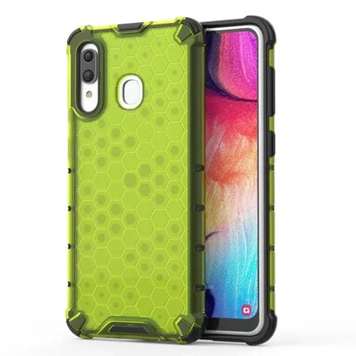 Carcasa PC TPU a Prueba de Golpes Honeycomb Galaxy A30 (Verde)