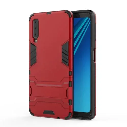 Carcasa PC + TPU Galaxy A7 (2018) a Prueba de Golpes con Soporte (Rojo)