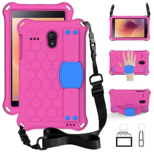 Carcasa Protectora para Galaxytab A 8.0 (2017) T380 Diseño Panal Eva + Pc Anticaída (Rosa Rojo + Azul)