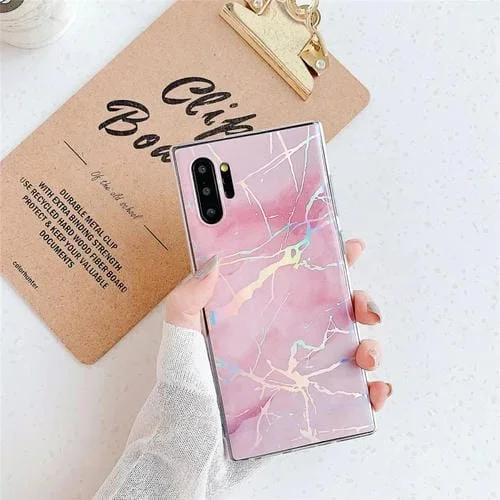 Carcasa TPU Colorida Imd Mármol Brillante Láser para Galaxy Note10 + (Rosa)
