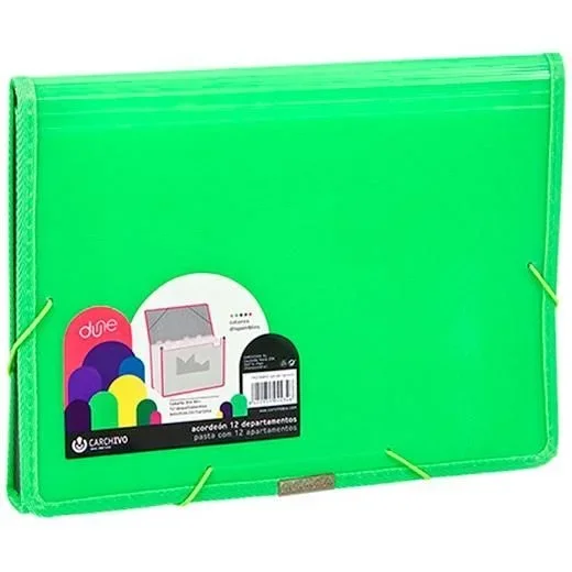 Carchivo – Carpeta acordeón 13 departamentos modelo Dune, color verde