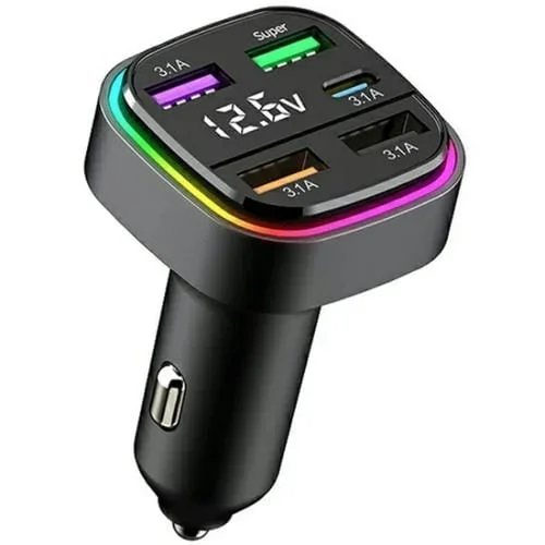 Cargador De Coche Usb De 5 Puertos Con Pantalla Led K34, Adaptador Para Encendedor De Cigarrillos