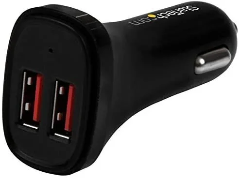 cargador de coche usb de dos puertos – 24w / 4,8a – negro – para cargar 2 tablets o smartphones al mismo tiempo,2 años