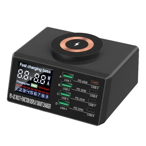 Cargador inalámbrico magnético multipuertos USB+PD X9M 9 en 1 110 W Qi (Negro)