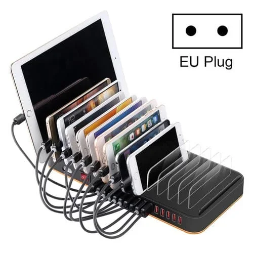 Cargador inteligente Wlx-815P 180W base carga rápida 15 puertos USB con soporte (UE)