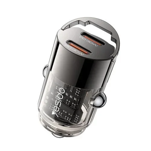 Cargador Mini Para Automóvil Yesido Y69 Pd30W Con Doble Usb-C/Tipo-C De Aleación De Zinc (Gris Metalizado)