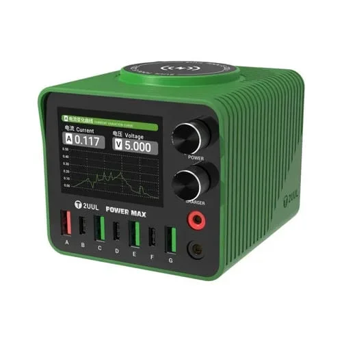 Cargador MultiPuerto 2Uul PC01 Power Max 200 W Fuente de Alimentación Voltaje Ajustable Enchufe UE