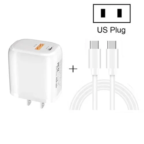 Cargador Rápido Cs-20W Mini Portable Pd3.0 + Qc3.0 Puertos Dobles con Cable Tipo-C (EE. UU.)