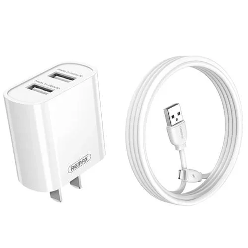 Cargador rápido Remax Rp-U35 Jane Series 2.1A puerto USB dual cable 8 Pines (Enchufe Cn)