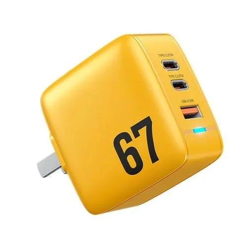 Cargador Wk Wp-U141 67W Usb doble Usb-C Tipo-C Gan Enchufe Cn (Amarillo)