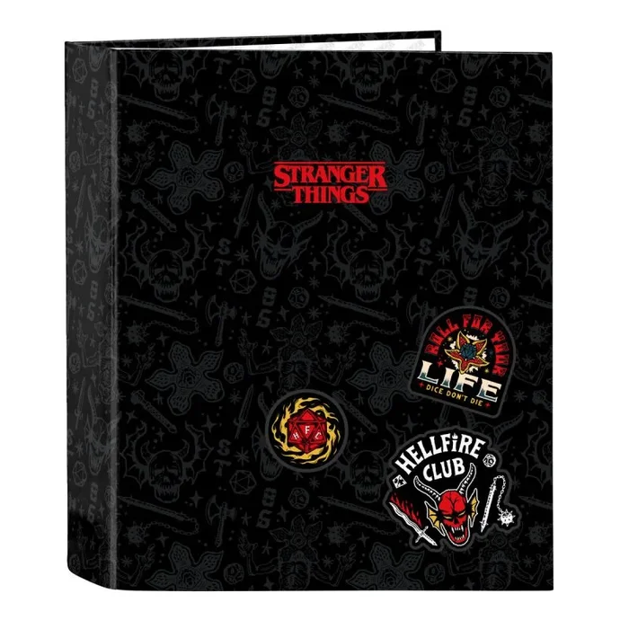 Carpeta de anillas stranger things negro a4 27 x 33 x 6 cm