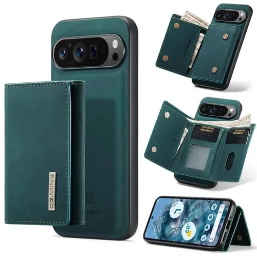 Cartera con Tres Pliegues y Funda Magnética Dg.Ming M1 Series para Google Pixel 9 Pro XL (Verde)