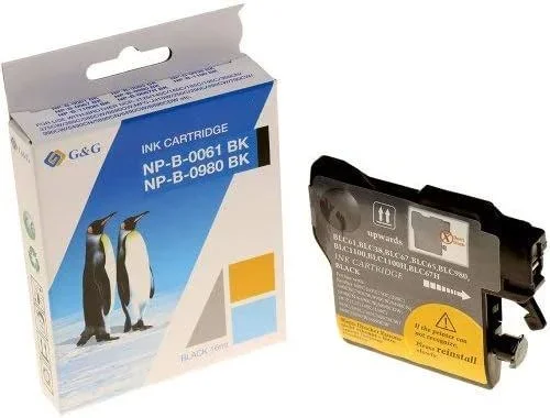 Cartucho g&g brother lc980/lc1100 negro cartucho de tinta pigmentada generico – reemplaza lc980bk/lc1100bk